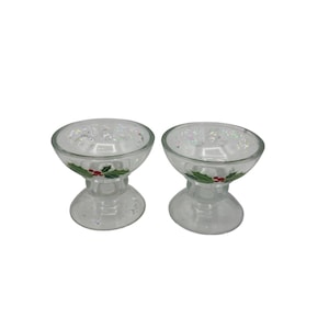 Vintage AVON Holly Holiday Hostess Collection Set of Candlestick Holders