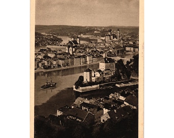 Antique Postcard Passau Bavaria Germany River Cityscape Printed By R Brückner
