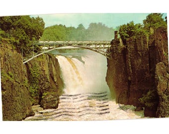 Ansichtkaart The Great Falls Of The Passaic River Paterson NJ Chrome-tijdperk, geplaatst in de jaren 70