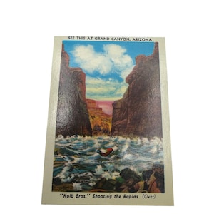 Carte postale vintage Kolb Bros. Grand Canyon tirant sur les rapides