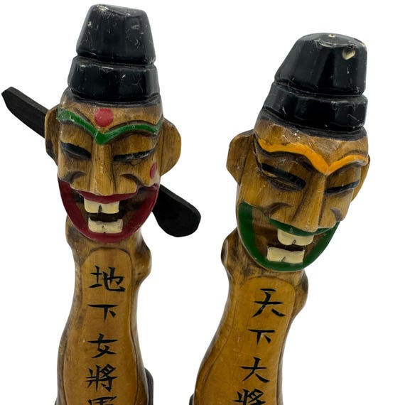 ヴィンテージ 韓国 トーテムポール 木彫り 村の守護者 ジャンスン 置物