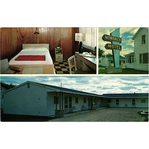 Monarch Motel Cheboygan Michigan 1950s Postcard Split View Unused Classic Lodging