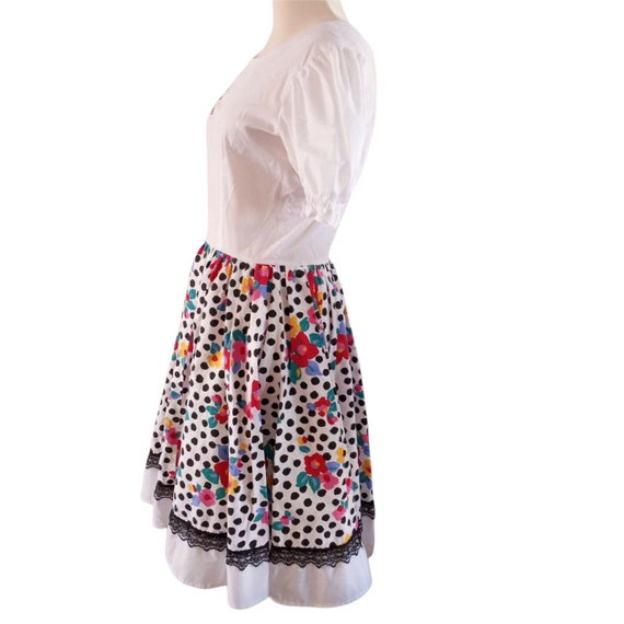 Vintage Square Dancing Dress Swing Polka Dot Flor… - image 8