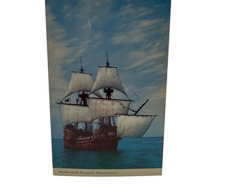 Mayflower II Plymouth Massachusetts Pocztówka Replika Statek Historia Kolekcjonerska