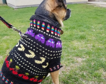 Patrón de tejido de suéter para perros Arcade Nights