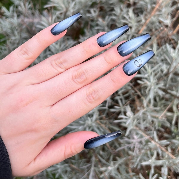 White aura Press On Nails | Y2K inspired | Airbrush effect | Coffin nails | Ecco2k E