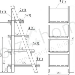 holz4home® Pflanzleiter mit 4 Ablagen I Größe: 52,5 x 109 x 35 cm I Blumentreppe aus Tannenholz hell I Blumenregal Bild 7