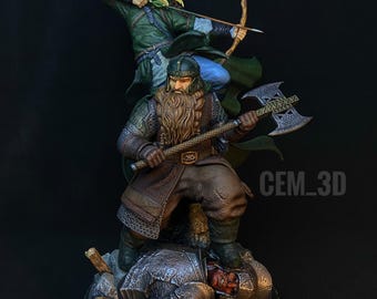 1/7 Gimli Legolas resin diorama - Lord of the Rings collectible
