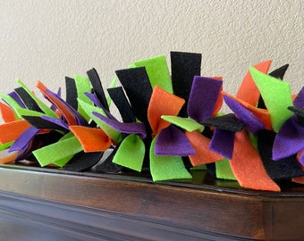 Halloween or Black Light Party Garland - Neon Colors - Black, orange, neon green (lime), and purple - Made in the USA