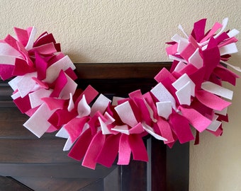 Pink and White Felt Garland - Perfect for a Barbie Party, Bachelorette Party, or Pink Party - Made in the USA