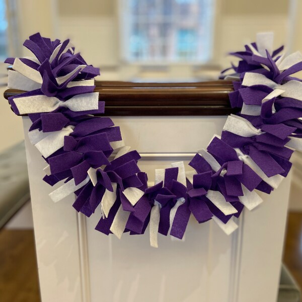 Purple and White Felt Garland - Handmade - TCU, ACU, SFA, Northwestern Garland