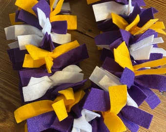 Purple, Gold, and White Felt Garland - Handsewn - LSU, Lakers, Vikings - Tailgate and Graduation Garlands