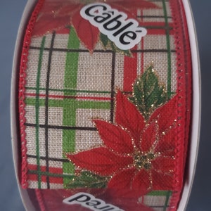 Christmas Ribbon, Wired Ribbon for Wreaths, Holiday Ribbon, Craft Ribbon, Merry Christmas Decor, Gift Wrapping