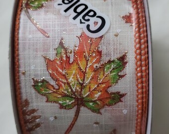 Fall Ribbon Wired Ribbon for Wreaths, Pumpkin Ribbon for Fall Decor, Autumn Thanksgiving Ribbon