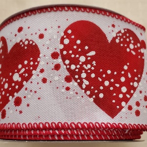 Valentine&#39;s Ribbon Bundle, Heart Ribbon, Valentines Day Wired Ribbon, Love Ribbon, Ribbon for Wreath, Valentine Decor