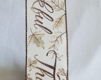 Fall Ribbon for Wreaths, Wired Ribbon for Bows, Thanksgiving Decor, Pumpkin Ribbon, Fall Wreath Supplies