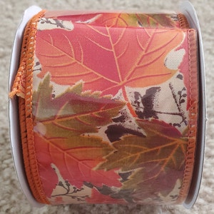 Fall Ribbon for Wreaths, Wired Ribbon for Bows, Thanksgiving Decor, Pumpkin Ribbon, Fall Wreath Supplies