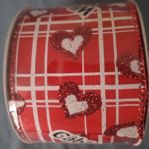 Valentine&#39;s Ribbon Bundle, Heart Ribbon, Valentines Day Wired Ribbon, Love Ribbon, Ribbon for Wreath, Valentine Decor