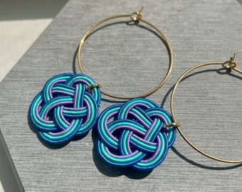 Mizuhiki Earrings - Traditional craft, in blue and light blue, from Japan