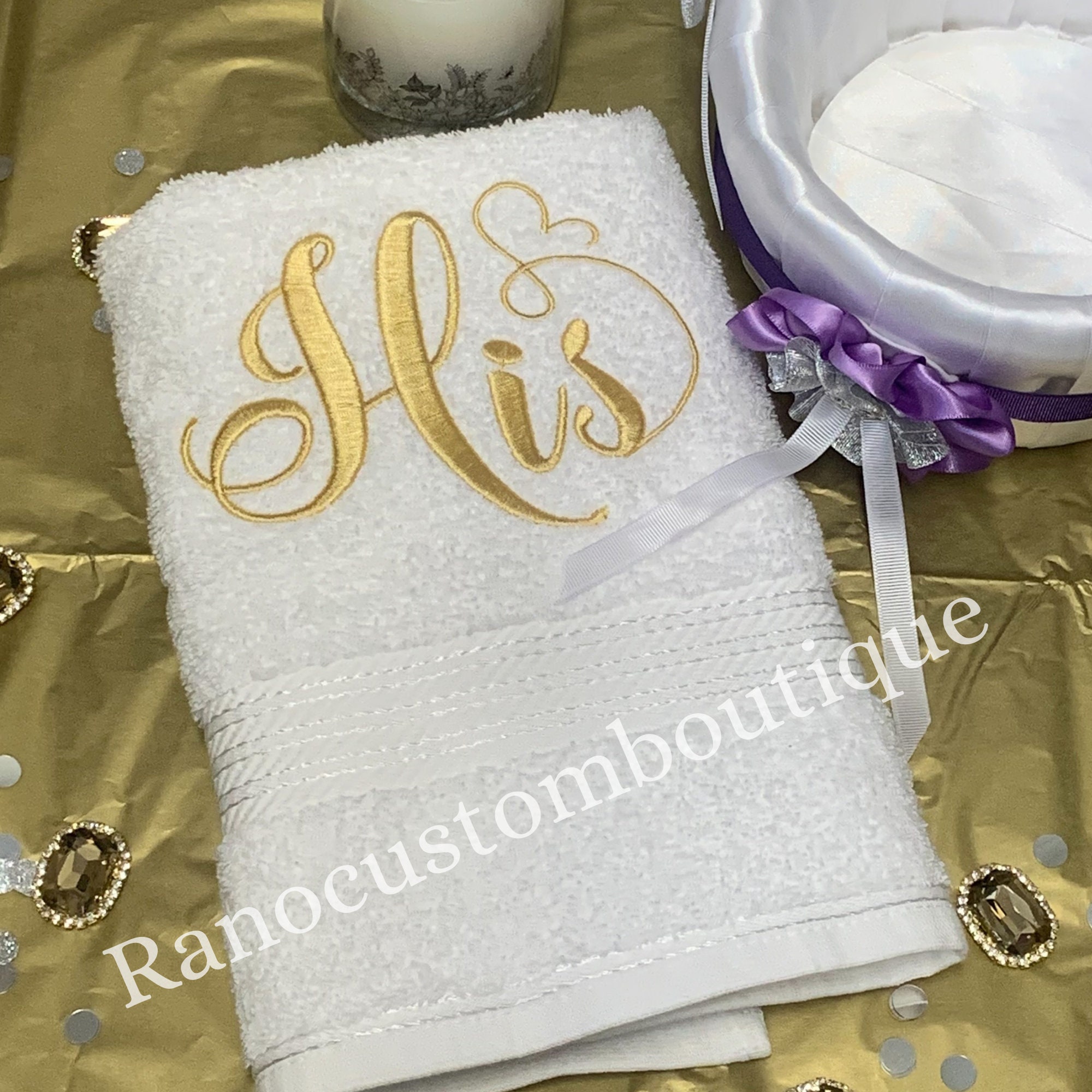Personalised Luxury Wedding Towel Set, Embroidered Engagement Gift Set