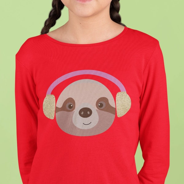 Sloth Long Sleeve Tee kids, Sloth sweatshirt, Sloth jumper, Cute Sloth Top, funny sloth shirt, sloth gifts, girls & boys graphic tee