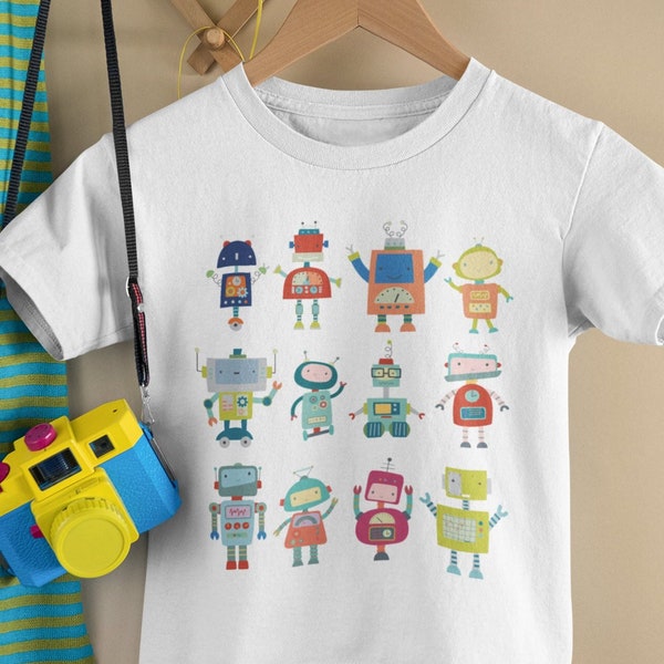 Robot Crew Tee, Boys Girls Robot T-shirt, Robot Birthday, Robot Tees, Fun Robot Clothes