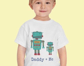 Dad and Me Robot Toddler Short Sleeve Tee - Fathers day, robot party, girls boys robot tee