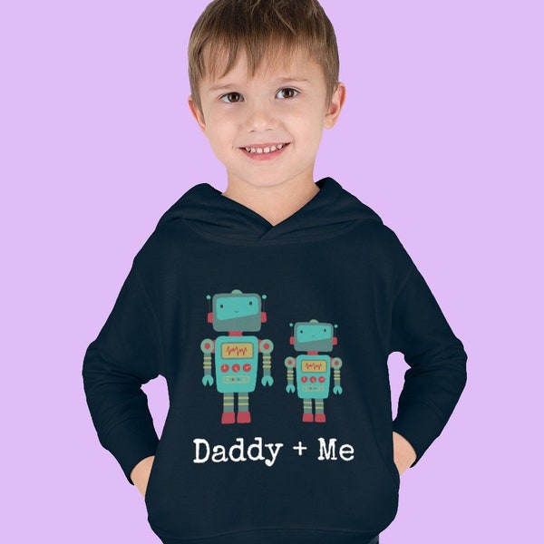 Papa et moi Robot Toddler Sweat-shirt à capuche - Fête des pères, fête du robot, filles garçons robot pull, robot à capuche