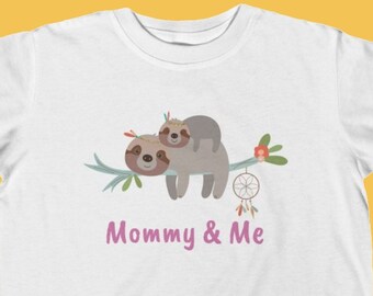 Sloth Tribe Short Sleeve Tee kids, Sloth t-shirt, Sloth mum, Cute Sloth Top, funny mom daughter tee, sloth gifts, mummy and me tee