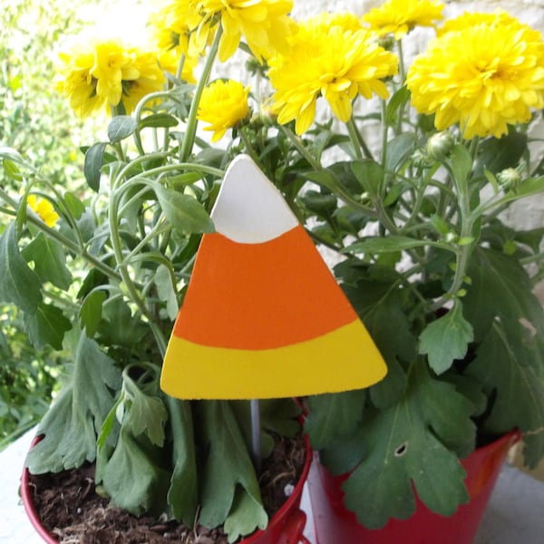 Candy Corn Halloween Decorations Yard Stakes Garden Art Flower Pot Ornaments