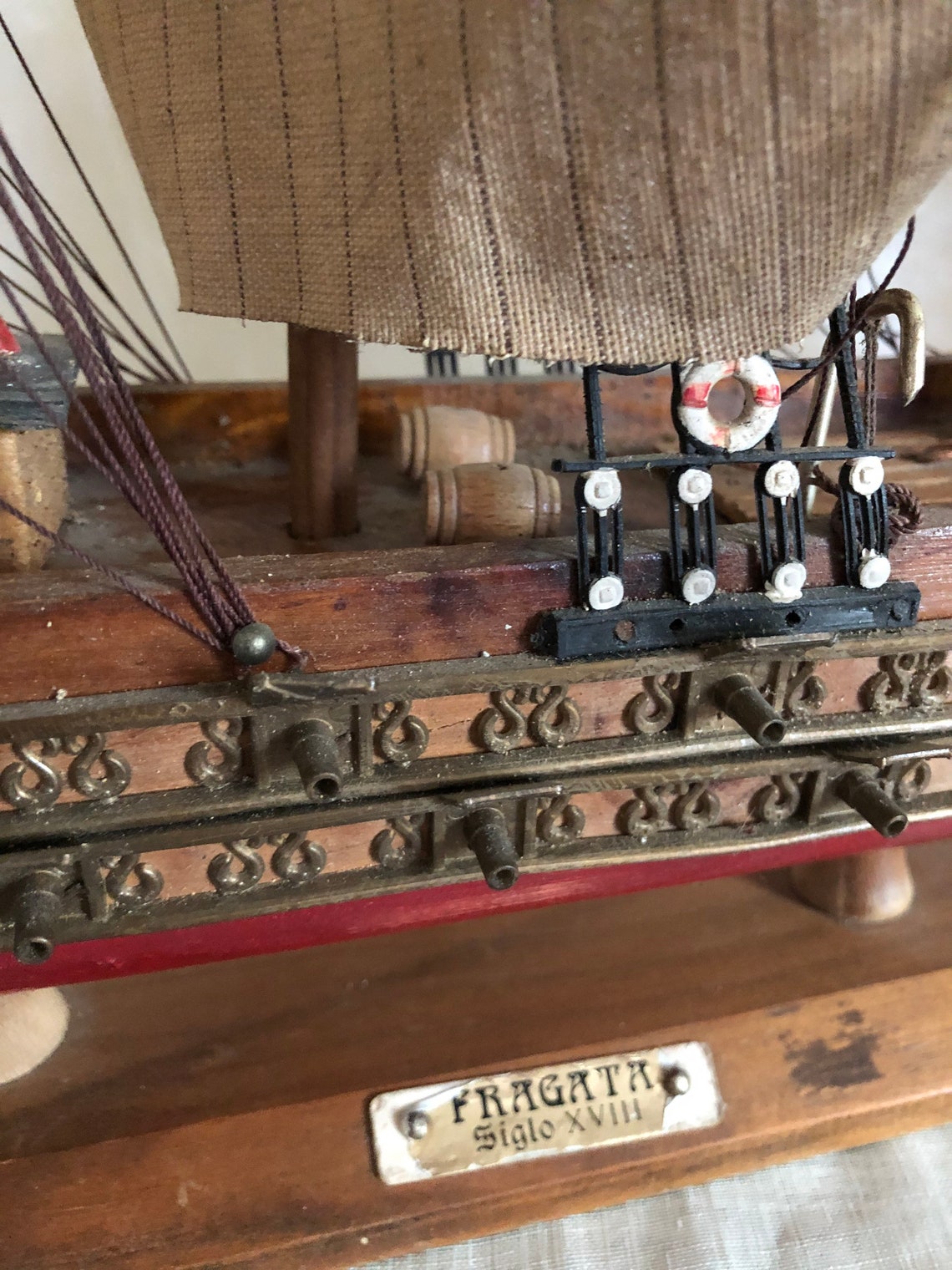 Vintage Wooden Model Ship Fragata Siglo XV111 Spanish Ship Etsy Canada