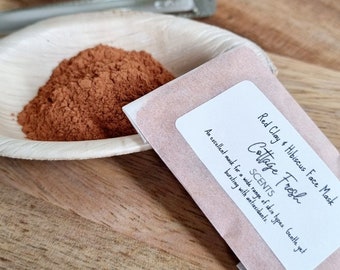 Red Clay & Hibiscus Face Mask: Natural Vegan Skincare (5g Sample)