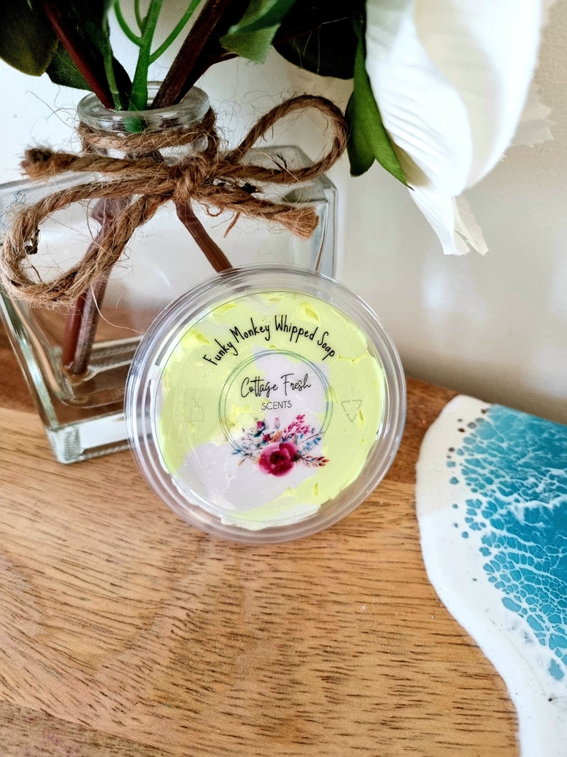 Jabón batida con aroma a Funky Monkey: multiusos para baño, ducha o afeitado (muestra) imagen 2
