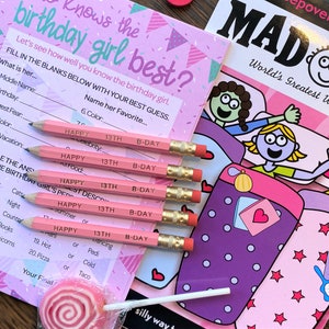 Birthday Pencils Party Favors Goody Bag, Engraved Pencils, Stamped Pencils,  Custom Favors, Birthday Party, Birthday Gift 