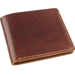 Cartera de cuero para hombre, hecha a mano, plegable, regalo de 3.er aniversario, tarjetero para uso diario, cartera para novio, color marrón.