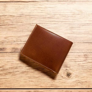 Cartera RFID plegable de cuero para hombre, segura y duradera, con capacidad adicional, regalo para hombres, billetera minimalista/soporte para efectivo hecho a mano, color marrón