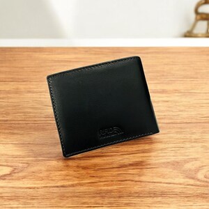 Cartera de cuero para hombre con RFID, plegable, segura y duradera, con capacidad adicional, regalo para hombre, billetera minimalista, porta efectivo artesanal, color negro