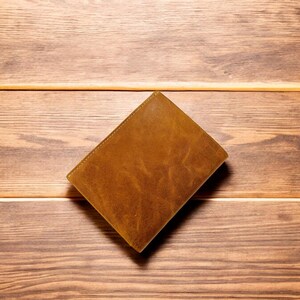 Cartera de cuero para hombre con RFID, plegable, segura y duradera, con capacidad adicional, regalo para hombre, billetera minimalista/tarjetero artesanal, color marrón
