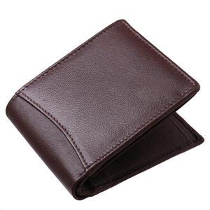 Cartera RFID plegable de cuero genuino, segura y duradera, con capacidad adicional, regalo para hombres, billetera minimalista/tarjetero artesanal.