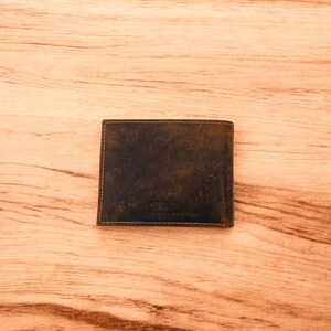 Cartera de cuero plegable RFID para hombre, segura y duradera, con capacidad extra. Regalo para hombre. Cartera minimalista/tarjetero artesanal. Marrón bourbon.