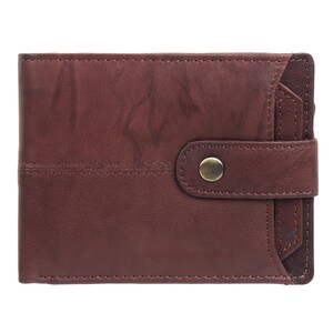 Cartera RFID plegable de cuero genuino color marrón con capacidad adicional, regalo para hombres, billetera minimalista/tarjetero artesanal
