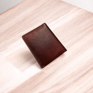 Cartera RFID plegable de cuero para hombre, segura y duradera, con capacidad adicional, regalo para hombres, billetera minimalista/soporte para efectivo hecho a mano, café marrón