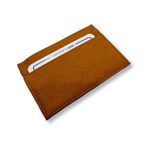 Titular de la tarjeta de cuero genuino / Cartera de bolsillo delantero / Titular de efectivo de cuero genuino / Organizador de tarjetas minimalista hecho a mano / Almacenamiento de cuero