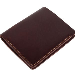 Cartera de cuero para hombre, hecha a mano, plegable, regalo de 3.er aniversario, tarjetero para uso diario, cartera para novio, color marrón.