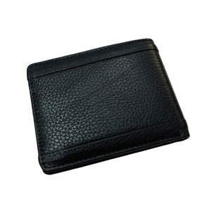 Cartera de cuero genuino / Cartera plegable para hombre / Titular de efectivo / Cartera minimalista hecha a mano / Cartera RFID / Cartera de cuero delgada Color negro