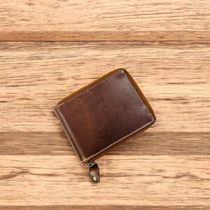 Cartera RFID plegable de cuero para hombre, segura y duradera, con capacidad adicional, regalo para hombres, billetera minimalista/soporte para efectivo hecho a mano, color marrón
