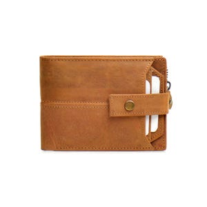 Cartera RFID plegable de cuero genuino, segura y duradera, con capacidad adicional, regalo para hombres, billetera minimalista/tarjetero artesanal.