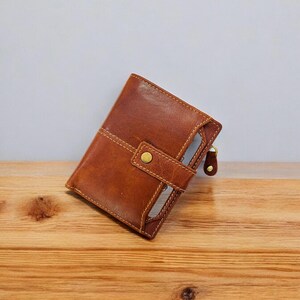 Cartera de cuero para hombre, hecha a mano, regalo de 3.er aniversario, tarjetero para uso diario, cartera para novio.