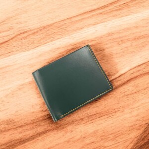 Mens Leather Bifold RFID Wallet Green Colour With Extra Capacity Gift for Men Minimalist Wallet| Handcrafted Cash Holder