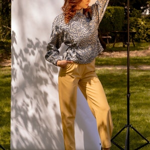Women&#39;s Green Pants Vintage Casual Ankle-Length Silk Pants Women&#39;s Baggy Pants/Silk Clothing/